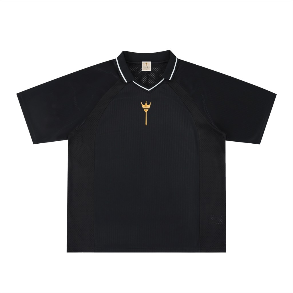 Men's Striped Emblem V-Neck