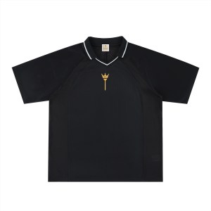 Men's Striped Emblem V-Neck