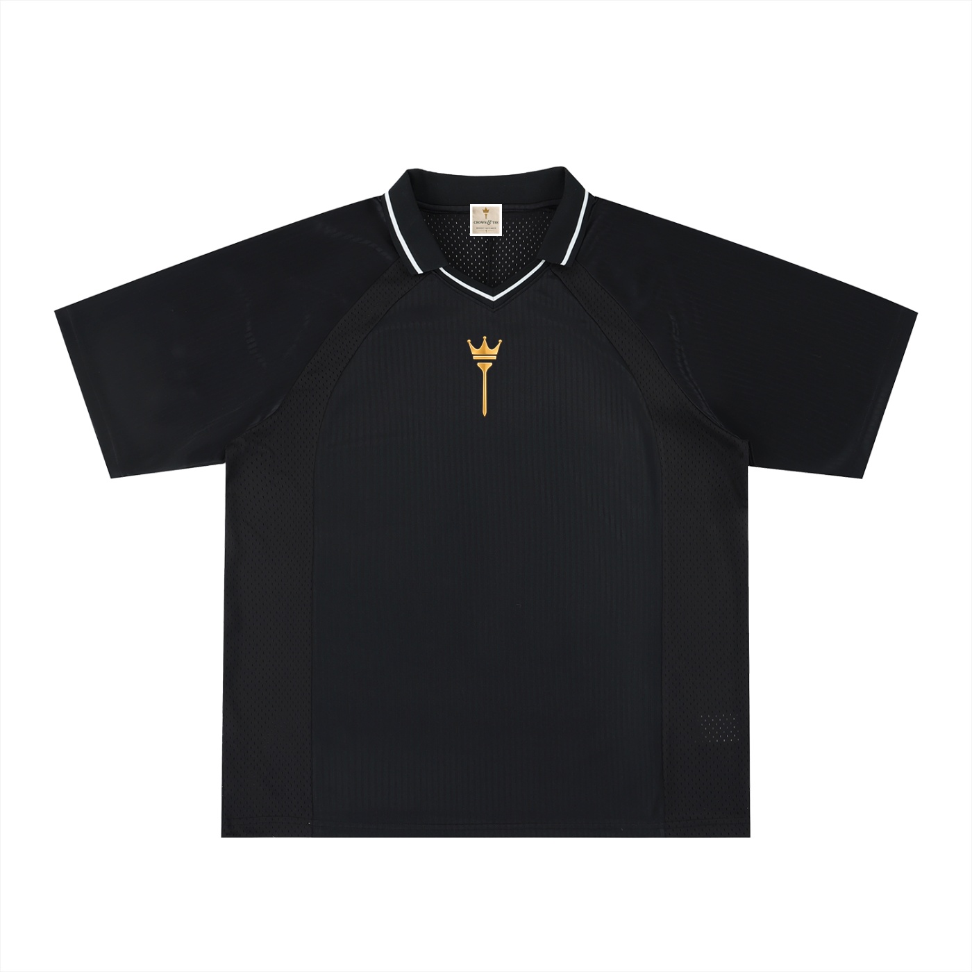 Men's Striped Emblem V-Neck