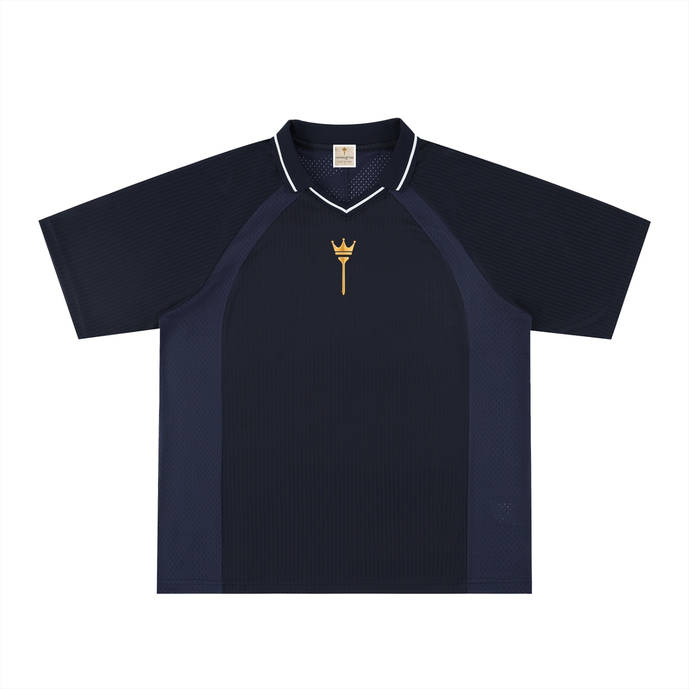 Men's Striped Emblem V-Neck - Image 5